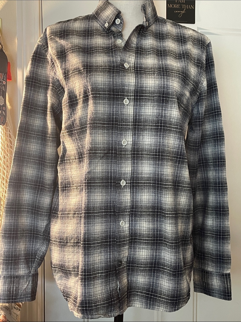Taylor Stitch Black and White Plaid Button-Down Shirt